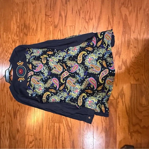 Soft Surroundings Button Up Long Sleeve Womens Size 1X Floral Blouse - Picture 7 of 9